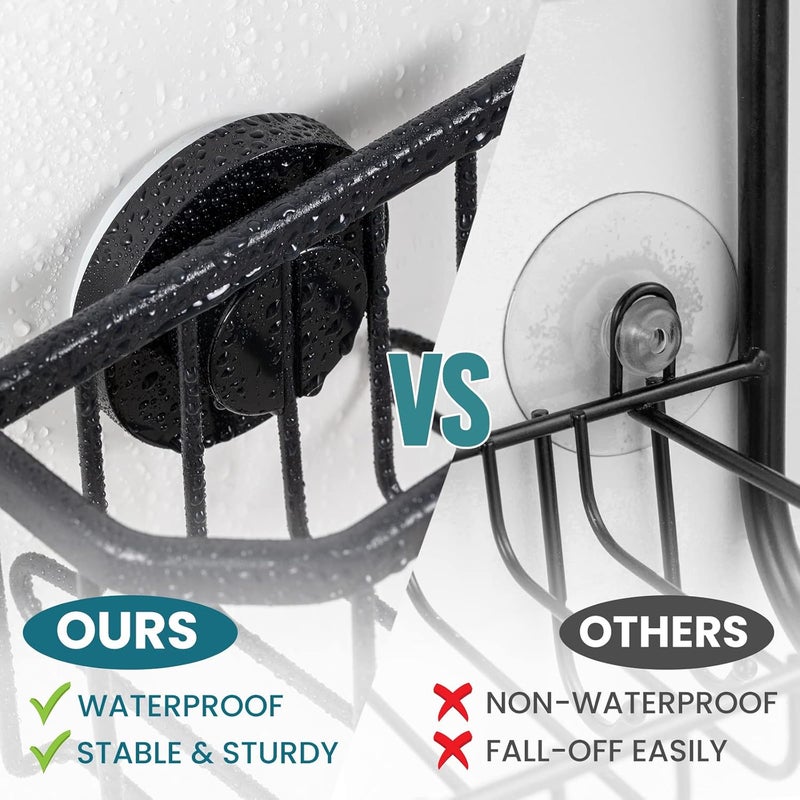 Taili Sponge Holder with Strong Suction Cup, Dish Sponge Caddy Inside Sink Removable, Rustproof Aluminum for Sponges, Brushes, Stoppers and Scrapers - Black - Image 4